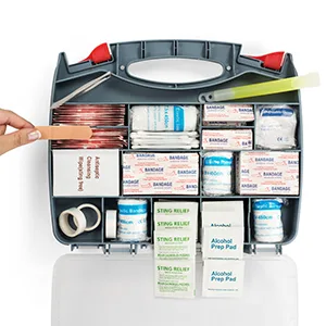 Swiss Safe 2-in-1 Hardcase First Aid Kit (348 Piece) + Bonus Mini Kit (32 Piece), Survival Preparedness for 50 People - First aid kit front side opened