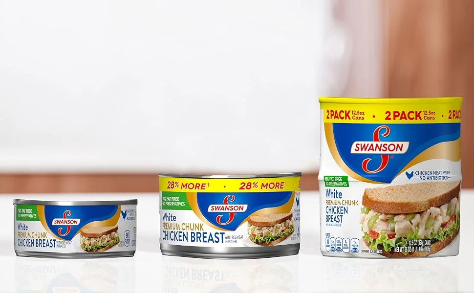 Swanson Premium White Chunk Chicken Breast, 12.5 Oz. Can - swanson canned chicken, swanson chunk chicken, white chicken, canned chicken, canned chunk chicken