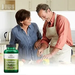 Swanson Activated Charcoal - Natural Supplement Supporting Healthy Absorption - Helps w/Bloating & Maintaining Bowel Regularity - (120 Capsules, 520mg per Serving) - Stay Active