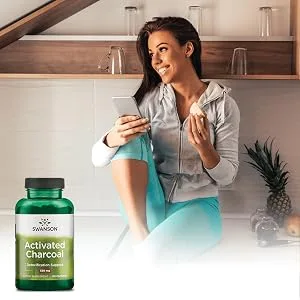 Swanson Activated Charcoal - Natural Supplement Supporting Healthy Absorption - Helps w/Bloating & Maintaining Bowel Regularity - (120 Capsules, 520mg per Serving) - Support Overall Wellness