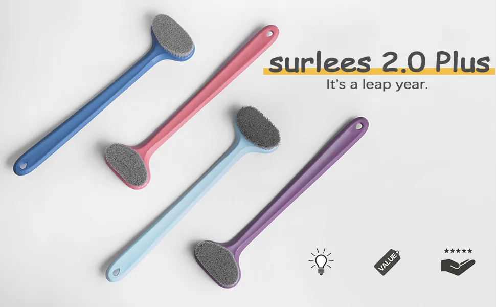 Surlees 2.0 Plus - Back Scrubber for Shower for Men Women Elderly, Bath Brush, Body Brush (15'', Blue) Enamel Blue - product information 3