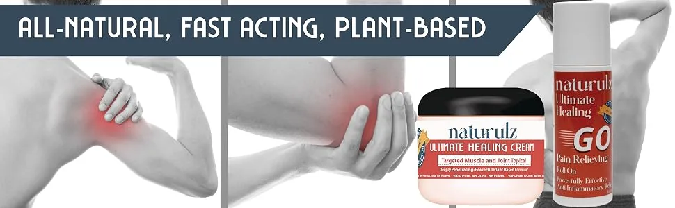 Naturulz Ultimate Healing Cream 4 Ounce Fast-Acting Topical for Backs Knees Shoulders Muscles and Joints with Arnica Capsicum Calendula. Powerful Plant-Based Formula - All-Natural, Fast Acting, Plant-Based