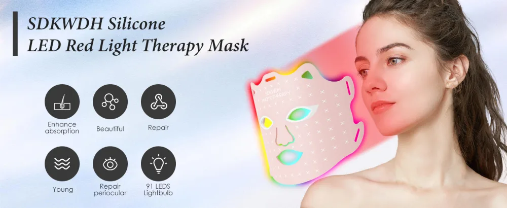 Blue Red Light Therapy Mask for Face Led Face Mask Light Therapy At Home 7 Colors LED Face Mask Light Therapy Pink 011 - product information 5