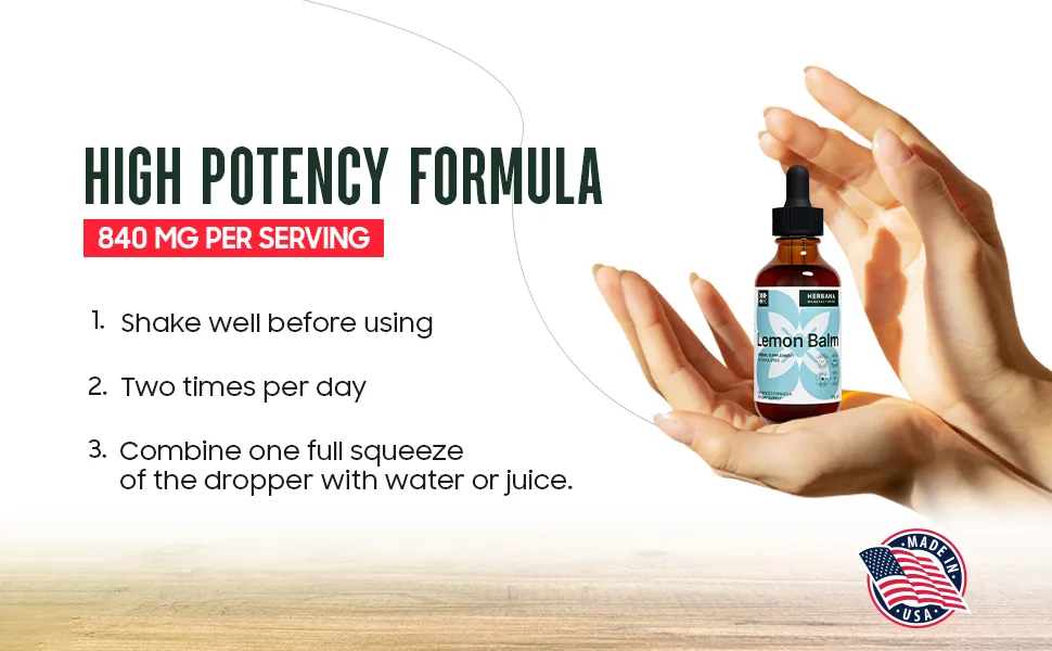 Lemon Balm Liquid Extract 2 fl oz - Melissa Officinalis Drops for Mood and Brain Support - Relaxing Herbal Supplement - High Potency Tincture - 45-Day Supply - Lemon Balm Liquid Extract Melissa Mood Brain Support antioxidant Natural Sleep Aid Relaxing