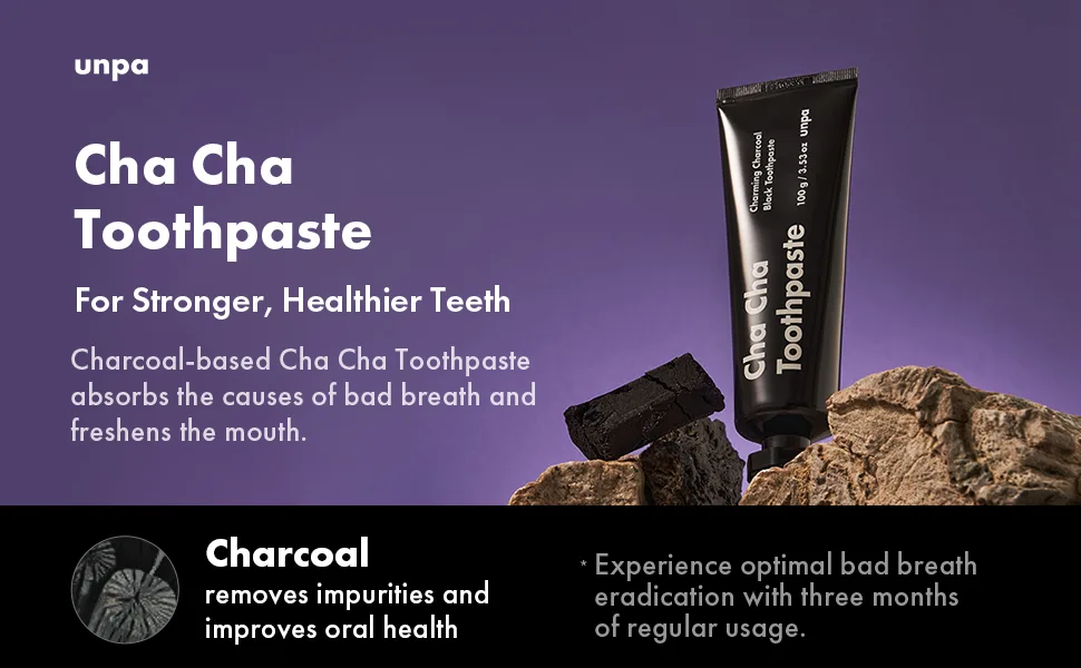  unpa. Cha Cha Toothpaste : All-Natural Organic Charcoal Teeth Strengthening Toothpaste for Minty Fresh Breath 100g - unpa
