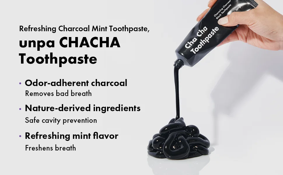  unpa. Cha Cha Toothpaste : All-Natural Organic Charcoal Teeth Strengthening Toothpaste for Minty Fresh Breath 100g - unpa
