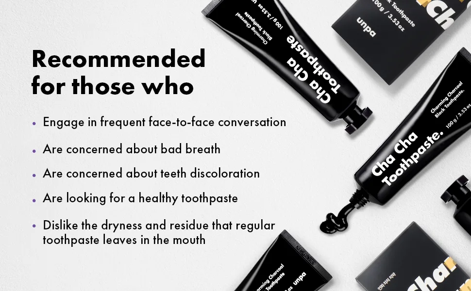 unpa. Cha Cha Toothpaste : All-Natural Organic Charcoal Teeth Strengthening Toothpaste for Minty Fresh Breath 100g - unpa
