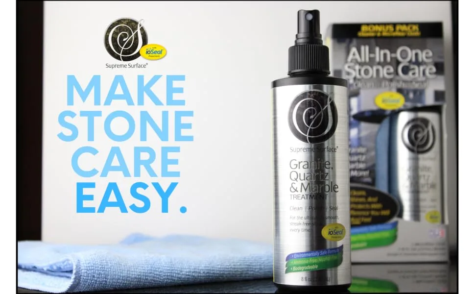 Supreme Surface Granite, Quartz & Marble Cleaner Polish and Sealer with ioSeal Protectants - granite countertop cleaner sealer polish treatment quartz marble all in one natural stone care slate