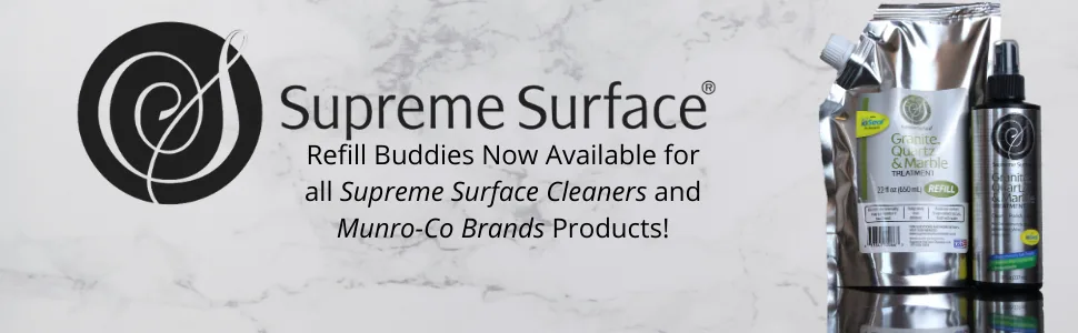Supreme Surface Granite, Quartz & Marble Cleaner Polish and Sealer with ioSeal Protectants - supreme surface refill cleaner granite quartz marble treatment sealer polish countertop cook top pro