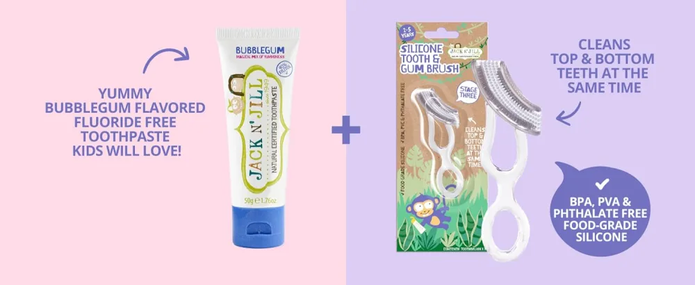 JACK N' JILL ................. SINCE 1949 Stage Three + Bubblegum Toothpaste - baby toothpaste, toddler toothpaste, kids toothpaste, infant toothpaste, toothpaste for toddlers 1-3