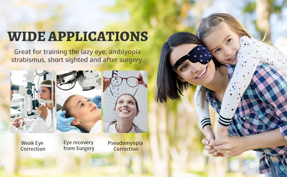 eZAKKA Eye Patch Adjustable Eye Patches Medical Eye Patch Amblyopia Lazy Eye Patches for Left Eyes Navy with White Star (Left) - adults eye patch