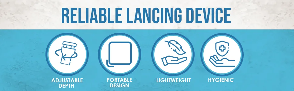 JJ CARE Lancing Device Lancet Pen with 10 Adjustable Depth Settings Lancing Device for Diabetes Testing with Push Button Ejector Diabetic Lancet Device Reduce Pain for Blood Glucose Testing - lancing device