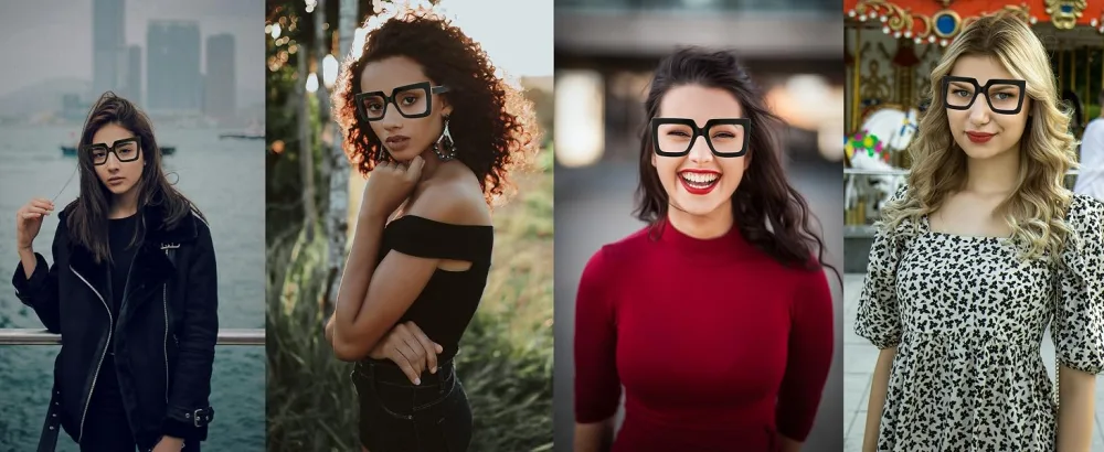 Kursan Oversized Square Black Glasses for Women Men Big Frame Blue Light Blocking Glasses Fashion Eyeglasses (Blue) Blue 53 Millimeters - product information 4