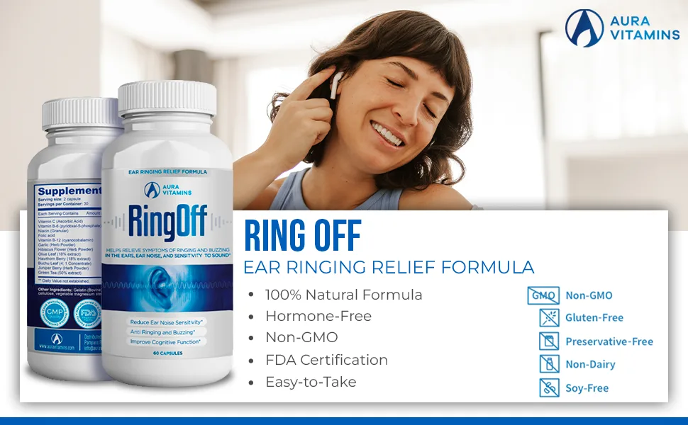 Ring Off Tinnitus Relief: Natural Solutions for Quieting Ear Ringing & Restoring Inner Peace - Hearing Health Support with Effective Remedies & Tips 60ct. (1) - product information 6