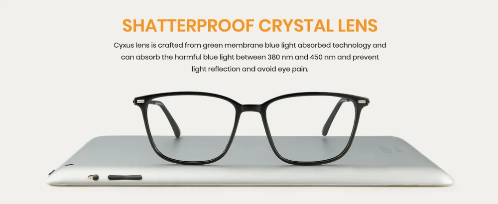 Cyxus Blue Light Blocking Glasses Men Women Computer Gaming Glasses Rectangle TR90 frame Anti Eyestrain UV400 Black 03-matte Black 8208 - 8208T02-02