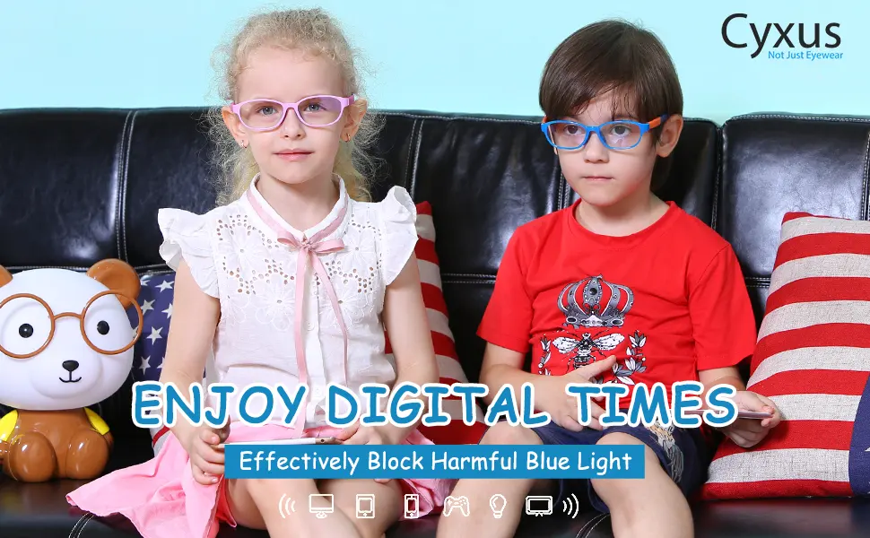 Cyxus Kids Blue Light Blocking Glasses Computer Game Spring Hinges Eyeglasses for Boys Girls Age 6-15 - cyxus kids glasses