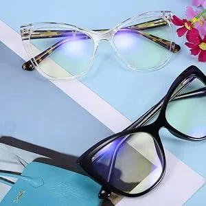 FEISEDY Trendy Cateye TR90 Blue Light Blocking Spring Hinges Computer Glasses Women B2676 Black+pink - product information 16