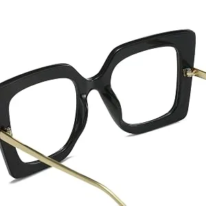 LJCZKA Oversized Rectangle Blue Light Blocking Glasses for Men Women Thick Frame Anti Eyestrain Clear Computer Eyeglasses Cleargrey - LJCZKA Blue Light Blocking Glasses