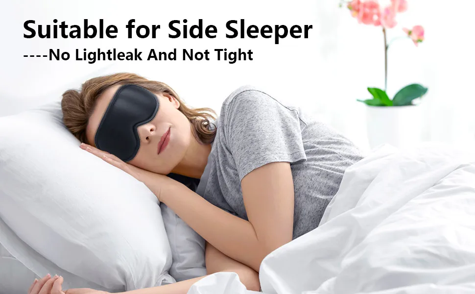 Easysleep Sleep Eye Mask 3D Contoured Cup Sleeping Mask with 100% Light Blocking and Adjustable Strap Soft Breathable Eye Cover Night Blindfold Mask for Men Women. - suitable for side sleeper