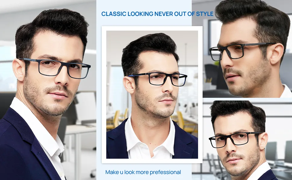 OCCI CHIARI Men's Blue Light Blocking Glasses Small Mens Glasses Spring Hinge (Black No Degree) A-black 0.0 x - classic style show your personality