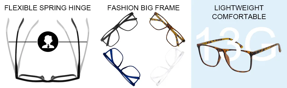 OCCI CHIARI Oversized Reading Glasses 2.0 Men Stylish Large Frame Readers 1.0 1.5 2.0 2.5 3.0 3.5 4.0 5.0 6.0 (Black 2.0) Black 2.0 x - flexible spring hinge lightweight and comfortable