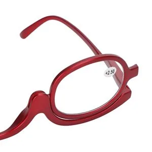 Makeup Reading Glasses Fashionable Single Lens Rotating Eyeglasses Magnifying Makeup Glasses Eye Make Up Spectacles Flip Down Lens Cosmetic Red (+3.00) - product information 19
