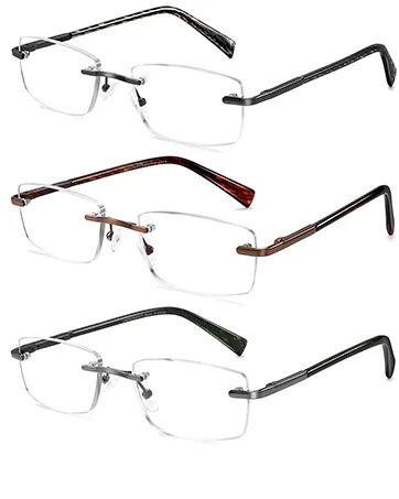 Rimless Reading Glasses For Women Blue Light Blocking Fashion Elegant Artistic Eyeglasses Spring Hinge Readers (Mixcolour 1.0) - Rimless Reading Glasses