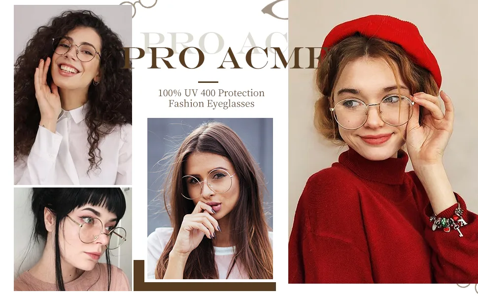 Pro Acme Retro Round Metal Frame Clear Lens Glasses Non-Prescription - product information 25