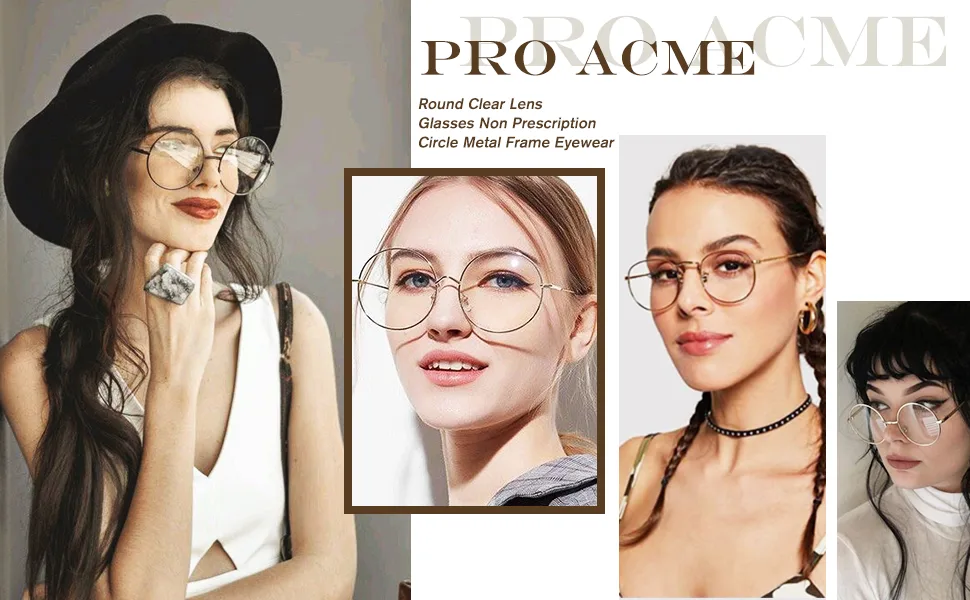 Pro Acme Retro Round Metal Frame Clear Lens Glasses Non-Prescription - product information 26