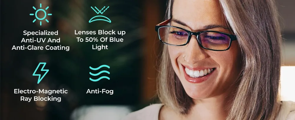 Prospek Blue Light Blocking Glasses for Men and Women Anti Glare Computer Glasses Regular No Magnification Red and Black 0.0 Diopters - blue light glasses for woman