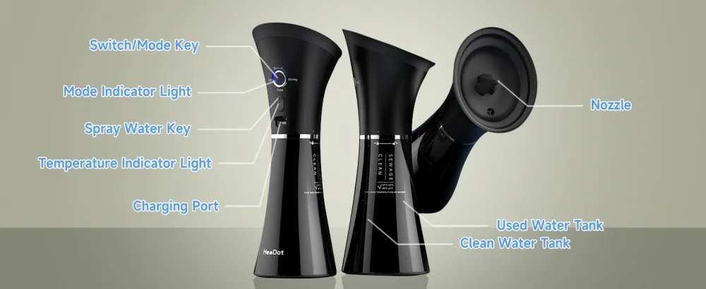 Electric Ear Wax Removal System Water Powered Ear Cleaning Tool with Irrigation Flusher 6 Tips 4 Pressure Settings - Safe & Effective for Ear Wax Buildup Flushing and Cleaning Dark Black - electric ear cleaner