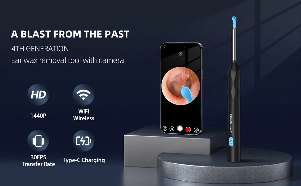 Ear Wax Removal WeGuard Ear Cleaner with Upgraded 1440p Camera Ear Wax Removal Kit Ear Camera Otoscope with Light Ear Cleaning Kit for iPhone iPad Android Phones (Black) - product information 6