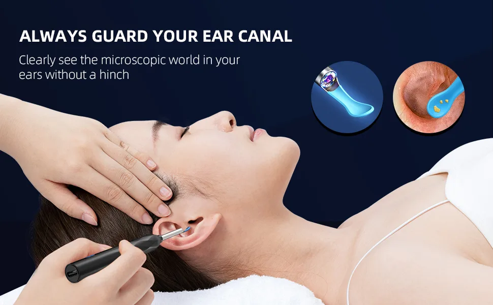 Ear Wax Removal WeGuard Ear Cleaner with Upgraded 1440p Camera Ear Wax Removal Kit Ear Camera Otoscope with Light Ear Cleaning Kit for iPhone iPad Android Phones (Black) - product information 8
