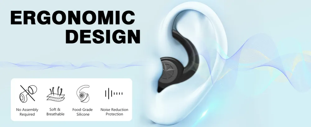Ear Plugs for Sleeping - NRR33dB Noise Cancelling Earplugs for Sleep Snoring Blocking Travel 2 Pairs Reusable Washable Soft Silicone Ear Plugs for Side Sleeper Black - product information 14