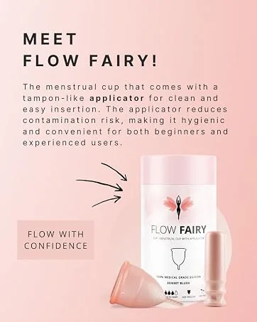Reusable Menstrual Cup with Applicator for Easy Insertion - 100% Medical Grade Silicone Period Cup and Period Cup Applicator - Menstrual Cup Applicator + Cup - 12 Hour Wear (Small) - Menstrual Cup Applicator