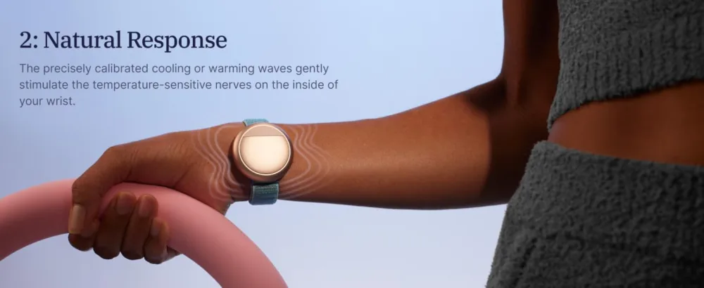 Embr Wave Cooling and Warming Wristband - Personalized Thermal Relief - Manage Hot Flashes Night Sweats Sleep - FSA HSA Eligible - Clinically Proven - Rechargeable - Black One Size - Step 2: Those sensations stimulate temperature-sensitive nerves rich on the inside of your wrist