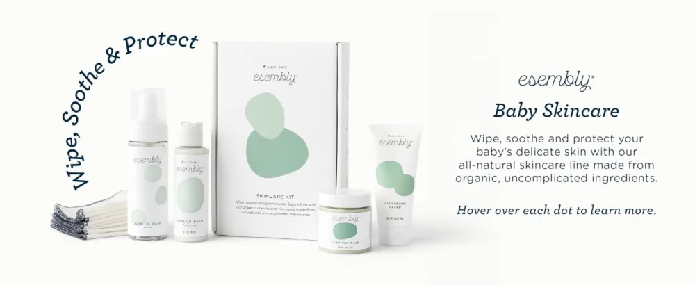 Esembly Wipe Up Wash Kit Organic No-Rinse Foaming Wipes Solution Use with Cloth Wipes on Baby s Diaper Area or as a Body Wash Includes Refillable Foamer Bottle and 4oz Concentrate - Baby Skincare from Esembly
