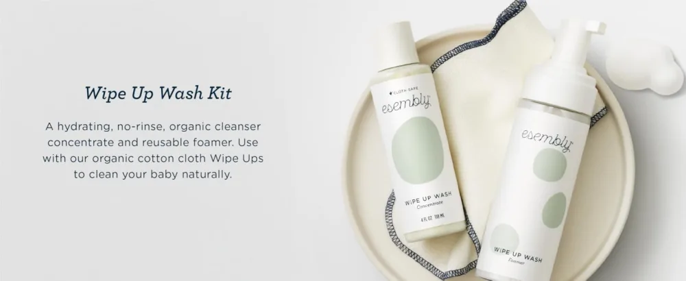 Esembly Wipe Up Wash Kit Organic No-Rinse Foaming Wipes Solution Use with Cloth Wipes on Baby s Diaper Area or as a Body Wash Includes Refillable Foamer Bottle and 4oz Concentrate - Wipe Up Wash Kit