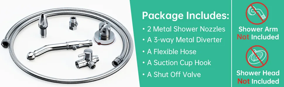 Shower Enema System with 100 Inches Hose Water Control Valve and Diverter Douche Colonic Cleanse Kit for Most Shower Systems (1004C1) - PACKAGE INCLUDES