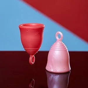 Silicone Ring Menstrual Cup | Pull Stem Loop for Easy Removal | Reusable for up to 10 Years of Leak-Proof Comfortable Period Protection | Large Medium Firm Peachcup - Peachlife Menstrual Cups with Circle Loop Ring Stem