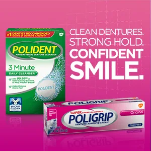 Super Poligrip Original Formula Zinc Free Denture and Partials Adhesive Cream, 2.4 ounce (Twin Pack) 2.4 Ounce (Pack of 2) - poligrip