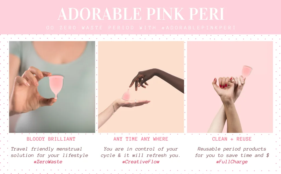 Adorable Pink Menstrual Starter Kit - Most Comfortable Reusable Menstrual Cup with Best Stem Stem + Storage Bag for Travel (S Pink) S Pink - period