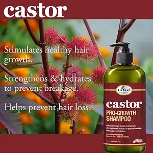 Difeel Castor Pro-Growth Shampoo 12 oz. - Made with Natural Castor Oil for Hair Growth Sulfate Free Shampoo - Castor Shampoo