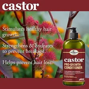 Difeel Castor Pro-Growth Shampoo 33.8 oz. - Made with Natural Castor Oil for Hair Growth Sulfate Free Shampoo - Conditioner