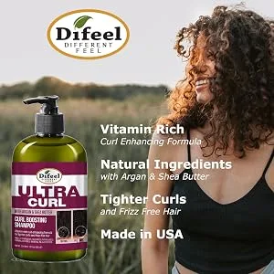 Difeel Ultra Curl 2-PC Curl Enhancing Shampoo & Conditioner Set - Includes Shampoo 12 oz & Conditioner 12 oz. - Ultra Curl Card 1