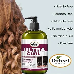 Difeel Ultra Curl 2-PC Curl Enhancing Shampoo & Conditioner Set - Includes Shampoo 12 oz & Conditioner 12 oz. - Ultra Curl Card 2
