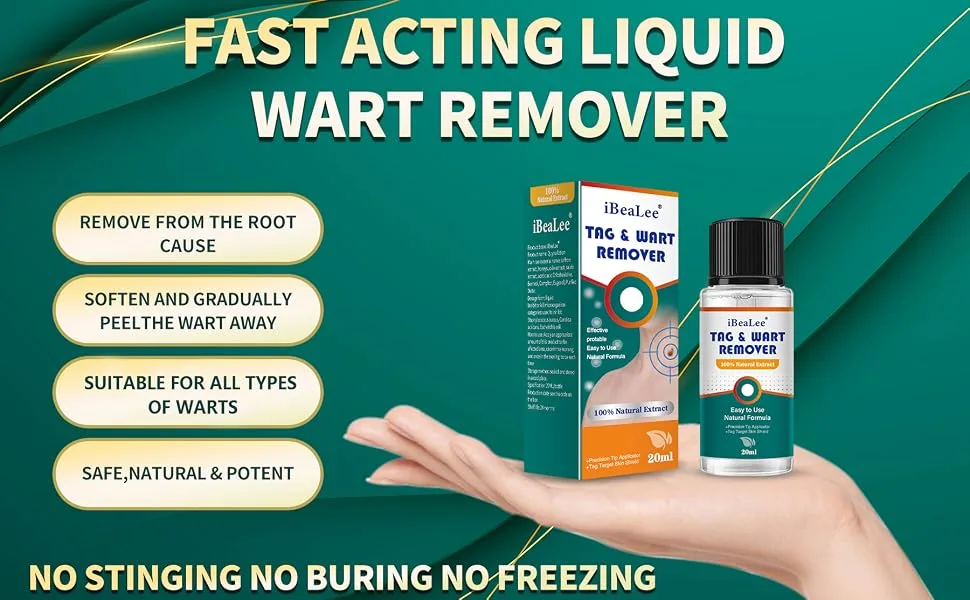 Wart Remover Liquid - Effective Wart Removal with Specialized Formula for Plantar and Common Warts. Safe Botanical-Based and Strong - skin tag remover