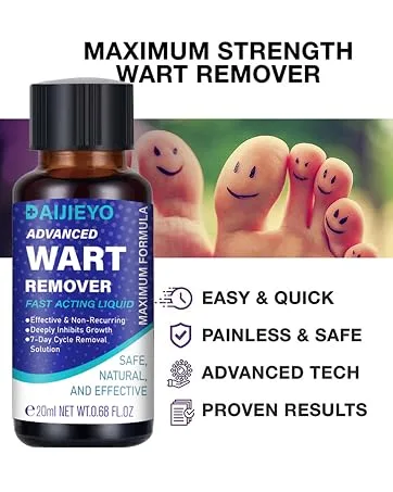 Wart Remover Liquid - Maximum Strength Formula for Rapidly Removing Plantar Warts and Common Warts Safe Natural & Potent Suitable for Most Body Warts - wart stick