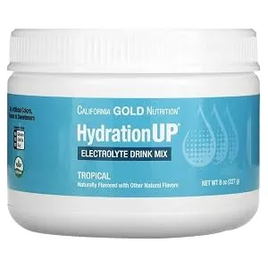California Gold Nutrition Beverages HydrationUp Electrolytes Tropical 8 oz (227 g) - California Gold Nutrition HydrationUP Electrolyte Drink Mix