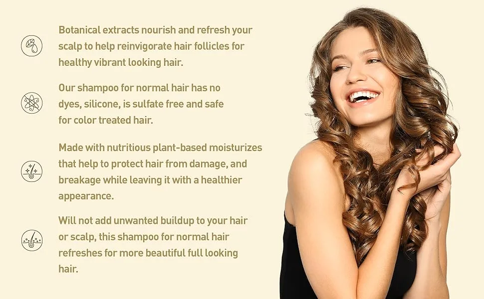 Just Nutritive Normal Hair Shampoo | Best Shampoo for Normal Hair Types | Leaves Hair Fresh & Great - botanical extracts nourish scalp sulfate free no dyes no silicone healthier appearance